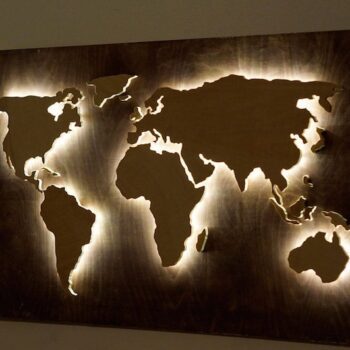 Map monde bois murale