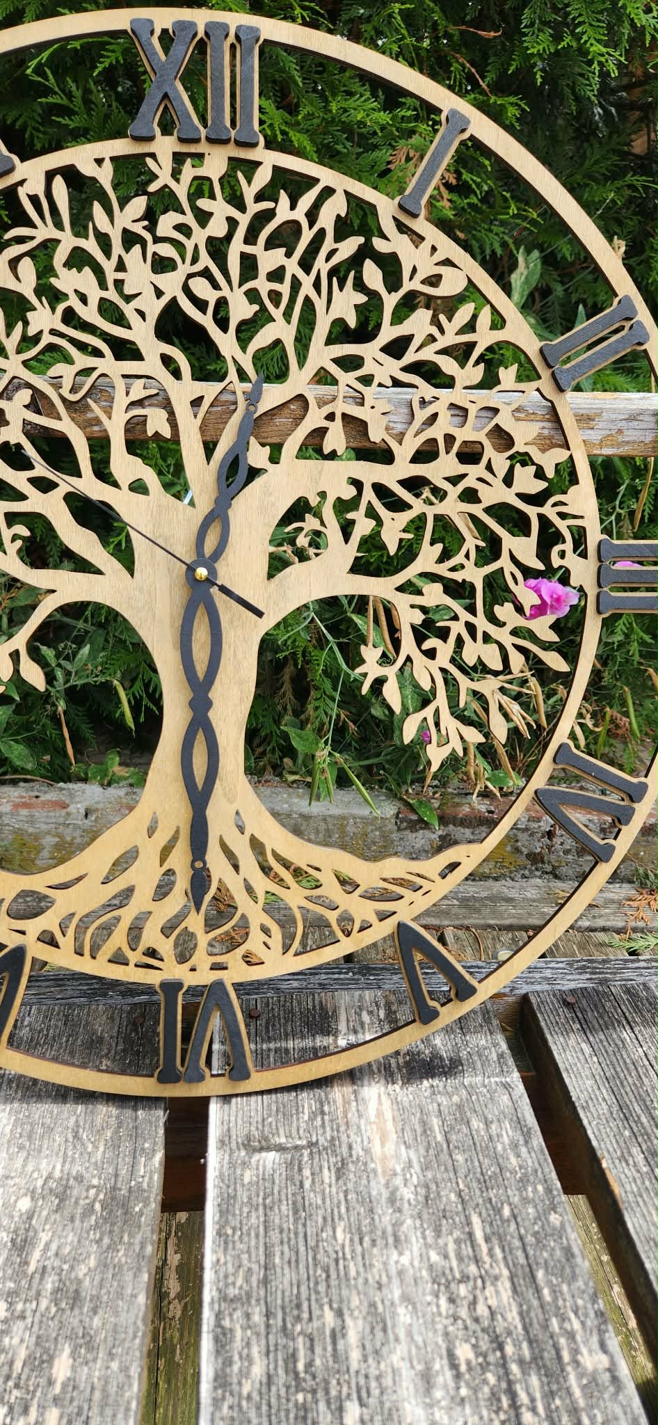 Horloge murale Arbre de vie en bois – Image 2